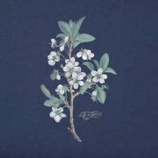 XL NWT Women's Life is Good Antique Plum Blossoms Flowers Blue SS Crusher Vee