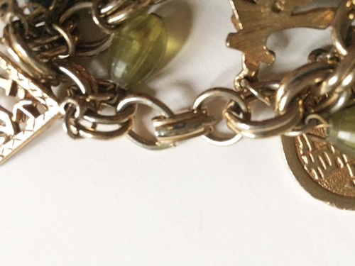 Chunky Charm Bracelet Vintage Asian-Inspired Gold Tone 16 Charms 6.25" L - Picture 7 of 7