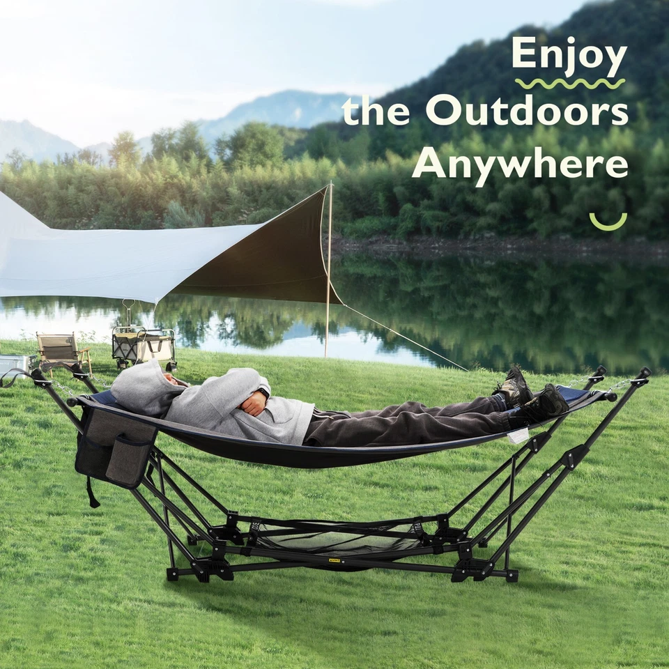 Camping Hammock With Stand Portable Folding Hammock Free Standing Hammock - Image 2 of 4