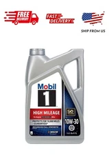 Mobil 1 High Mileage Full Synthetic Motor Oil 10W-30, 5 Quart
