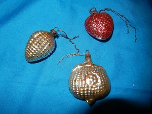 Détails Sur 3 Anciennes Boules De Noel Verre Mercurise Eglomise Decoration Sapin Meisenthal