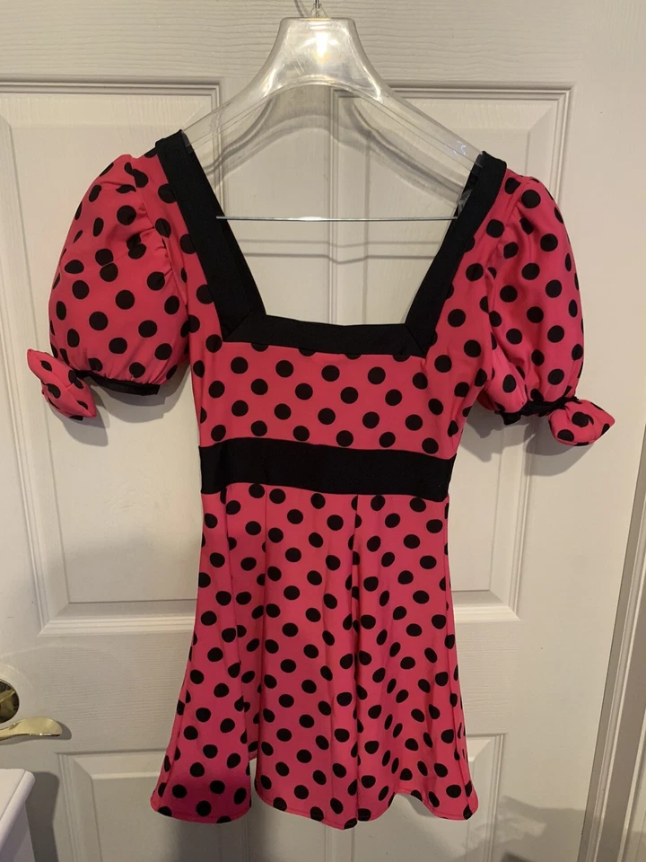 New J. Valentine Sexy Minnie Mouse Costume Hot Pink Black Adult Sz S Dress Ears - Image 2 of 4