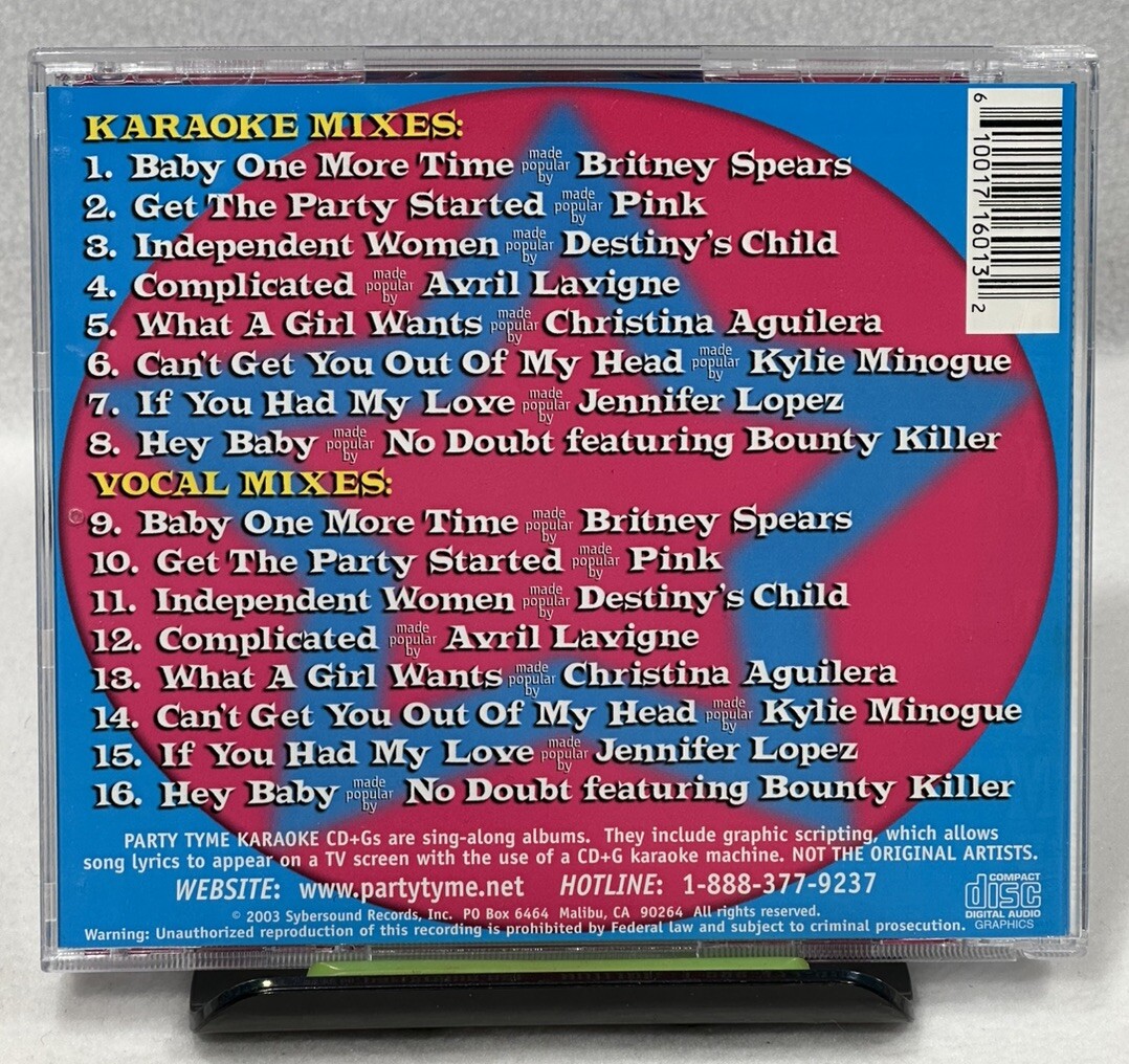 Party Tyme Karaoke: Girl Pop, Vol. 1 (CD, 2003, Sybersound) Sing