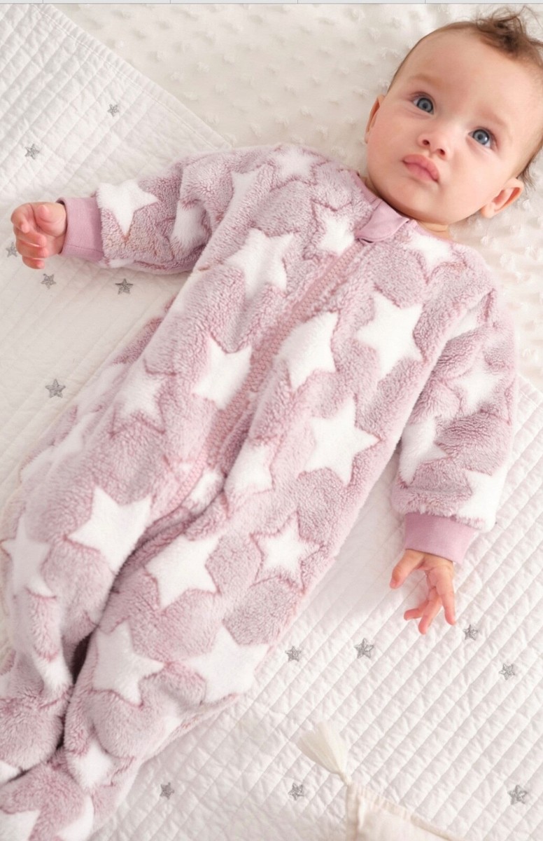 ☆BNWT☆☆Next☆Pink Star Baby Zip Fleece Sleepsuit, 2-3yrs