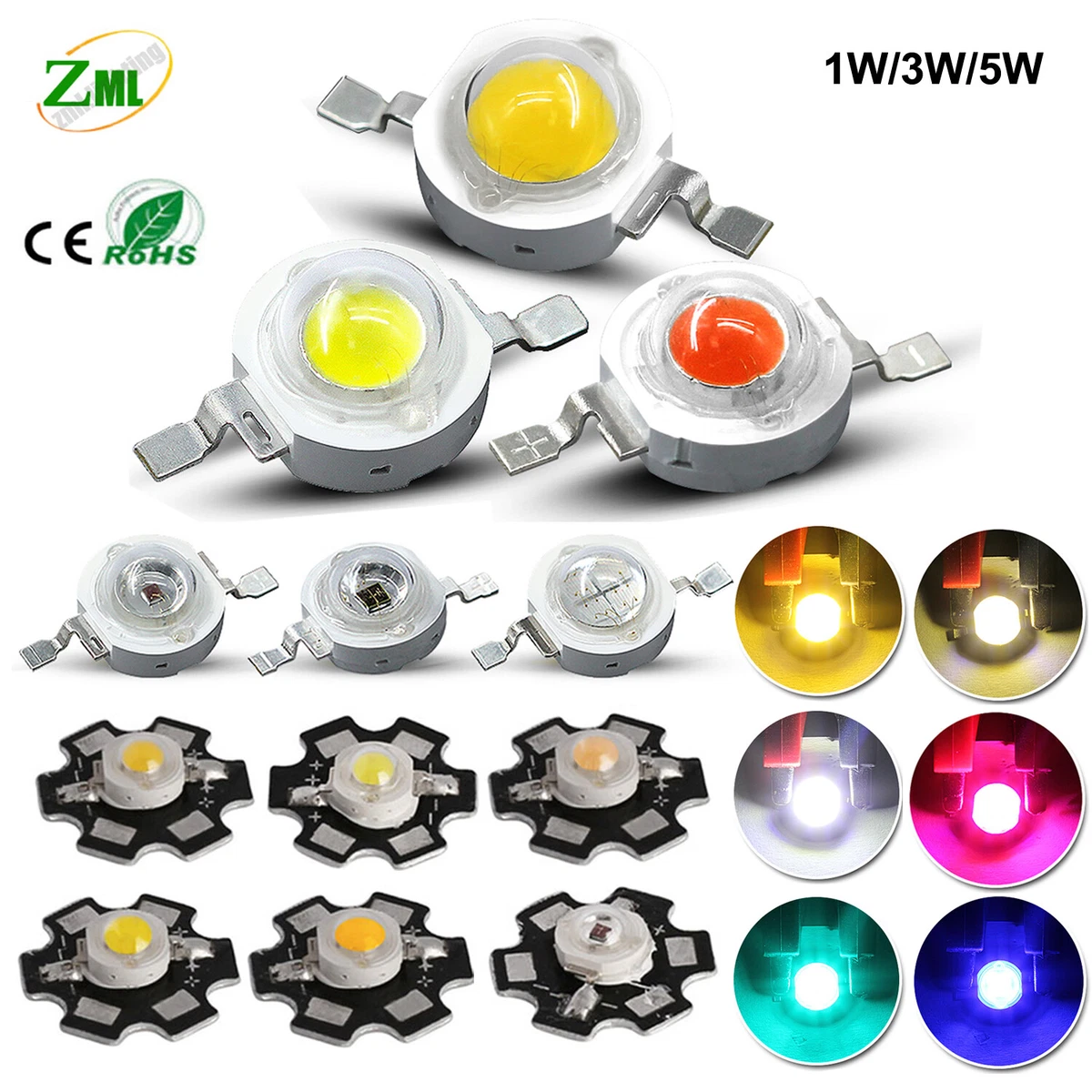 LED Chip 1W 3W 5W Ultra Bright COB SMD High Power Beads Light White With PCB