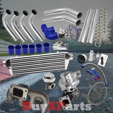 Turboturbocharger Cast Manifold Chrome Blue Kit For 2001-2005 Honda Civic 1.7l