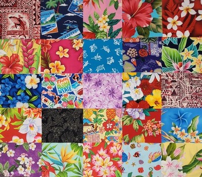50 Pcs Pre-cut 6'' Squares 100% Cotton Fabric Hawaiian Print  For Quilt/Patchwork