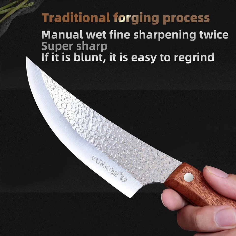 Handmade Stainless Steel Boning Knife Kitchen Forged Chinese Vegetable Knives... - Image 3 of 4