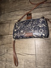 The SAK Sakroots Large Smartphone Crossbody Wallet Navy Spirit Desert Blue Cream