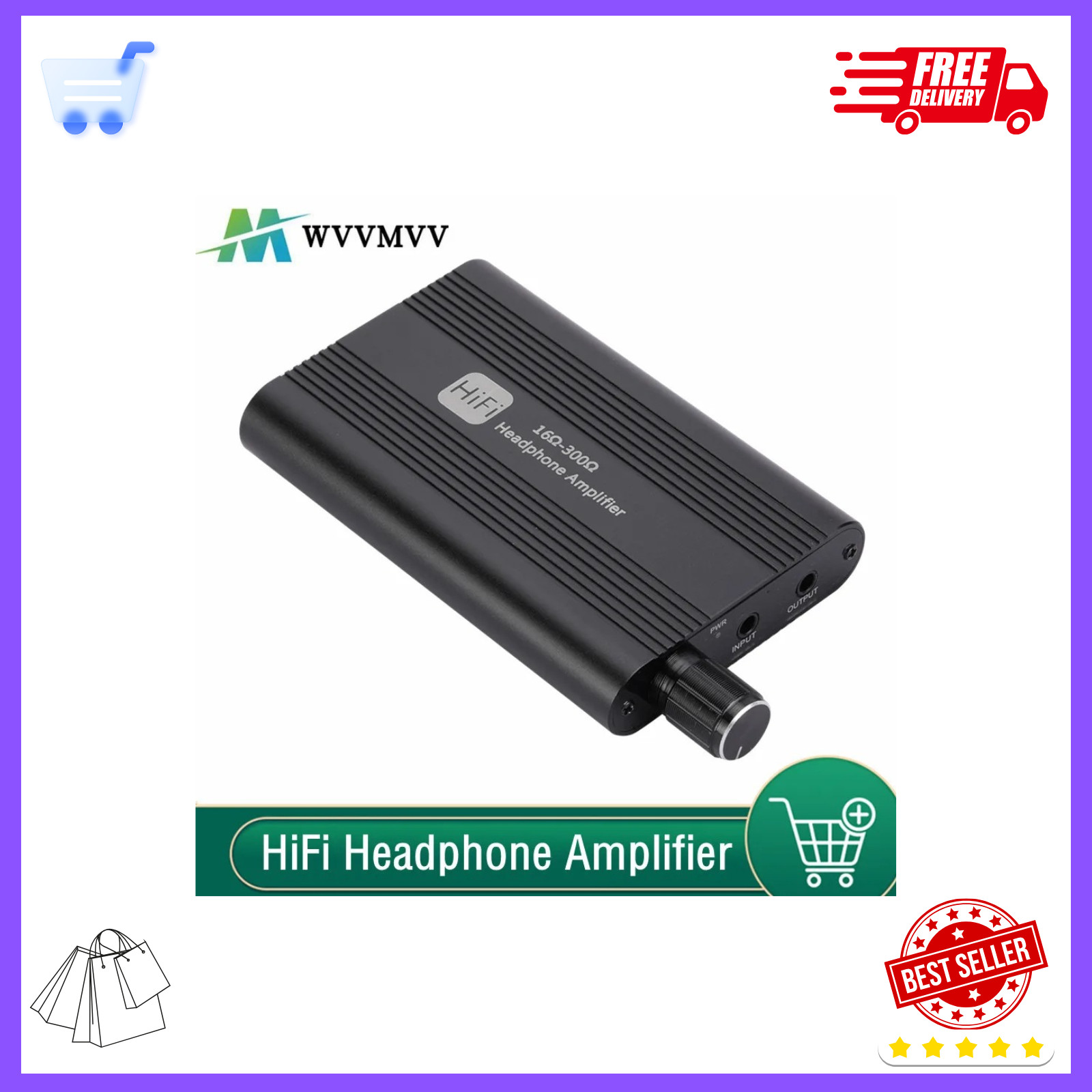 Portable HiFi Headphone Amplifier Amp 3.5mm Headset Amplifier Two-Stage GAIN US