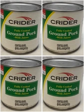 Lot of 4 Crider Fully Cooked Canned Ground Pork 24oz  6 Lbs  Exp 6/27