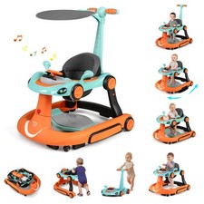 6-in-1 Foldable Baby Walke w/  Baby Bouncer,Rocker,Removable Push Handle,Canopy