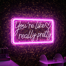 Pretty Neon Sign for Room Decor - LED Pink Wall Light for Girls  Parties