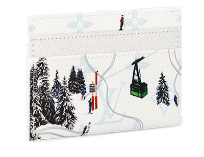 Louis Vuitton Kartenetui Herren Weiß Grafikdruck Baumwolle Kalbsleder
