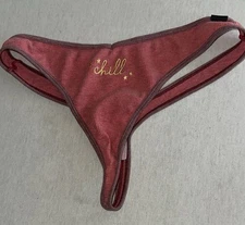 Womens Size XL Pink 'Chill' Embroidered Thong.