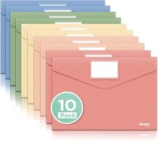 Pack Plastic Envelopes, Plastic File Folder, Folders for Documents 10 Retro/A4