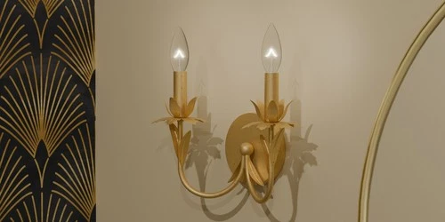 Gold Leaf Two Light Wall Sconce from the Maria Collection - Picture 7 of 7
