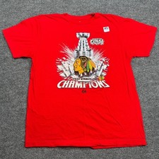 Chicago Blackhawks Majestic T Shirt Mens XL Red 2013 Stanley Cup Champions
