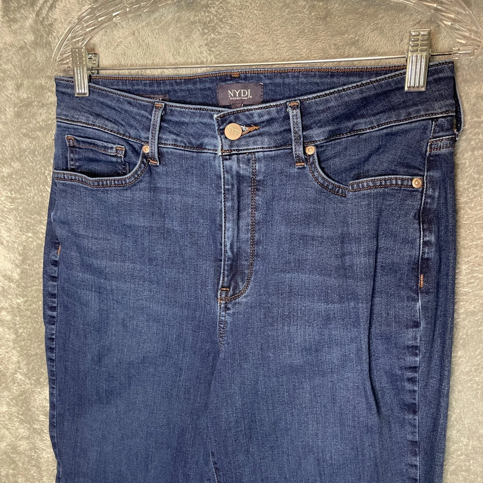NYDJ Women Marilyn Straight Dark Indigo Wash Lift Tuck High Rise Denim Jean 10 - Image 3 of 4