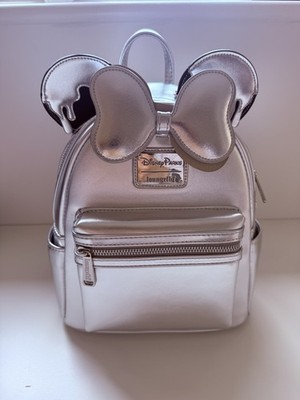 Disney Parks 100 Jahre Loungefly Minnie Mouse Mini Rucksack Platinum Silver Drip