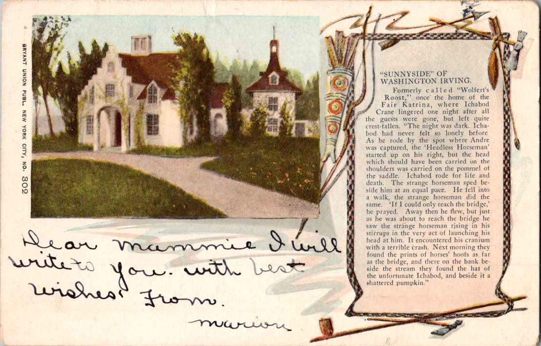 Postcard Sunnyside Of Washington Irving With Inset Postmarked 1908 | eBay