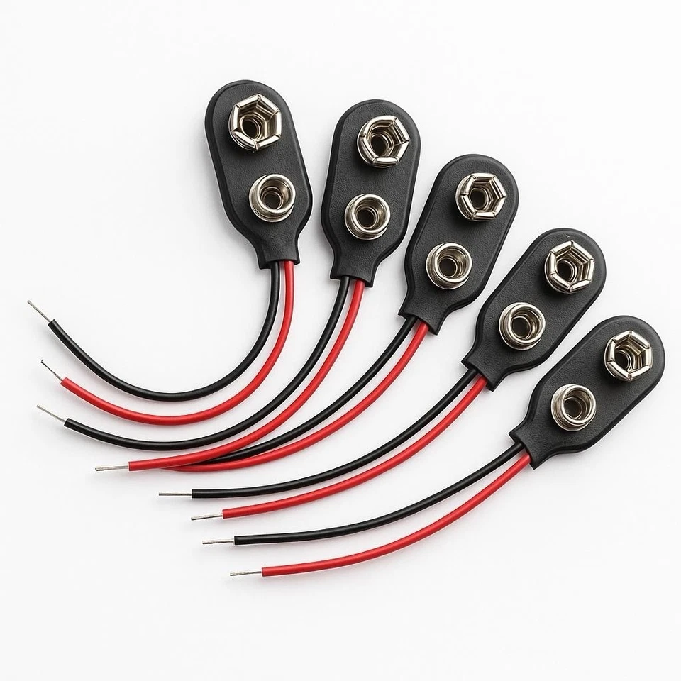 5Stück 9 Volt Batterieclip Batterie Clip Anschluss Kabel für 9V Blöcke Stecker - Bild 1 von 1