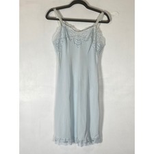Vintage Blue Nylon Lace Slip Dress S Nightgown Coquette Fairycore 90s Angelcore