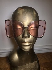 Women's Oversized Square Pink Tinted Sunglasses Metal Frame Plastic Lenses