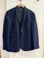 Kenneth Cole Reaction Navy Blue Blazer w/ Black Satin Accents Size 40R
