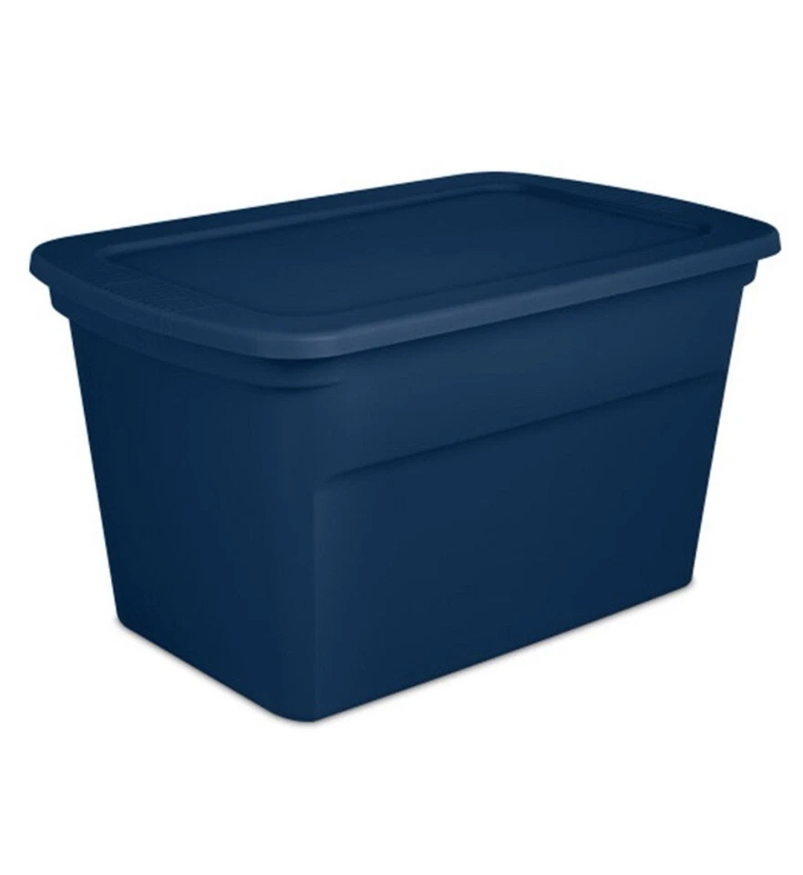 Sterilite Classic Lidded Stackable 30 Gallon Storage Tote Blue 6-Pack - Image 2 of 4