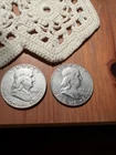 1951 And 1962 Frankin Half Dollar 90% Silver Coin
