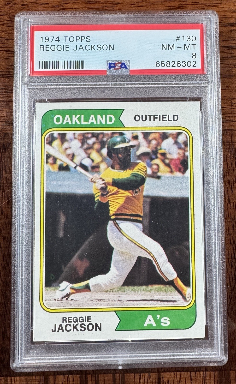 1974 Topps  Reggie Jackson #130 A’s Athletics PSA 8,  Best 8 Slab For Sale Now  