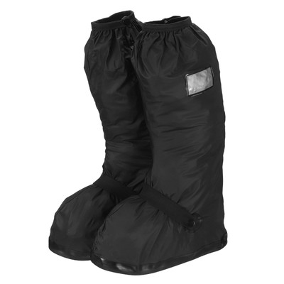 Waterproof Shoes Cover S PVC Rain Galoshes with Zipper Strap Buckle Black