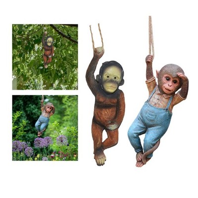 Hängende Affen-Seilstatue, hängende Affenfigur für Garten, Rasen, Veranda