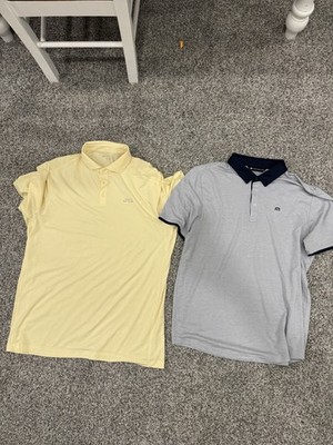 2 Travis Matthew Men s Short Sleeve Golf Polos XL Gray/Navy & Yellow