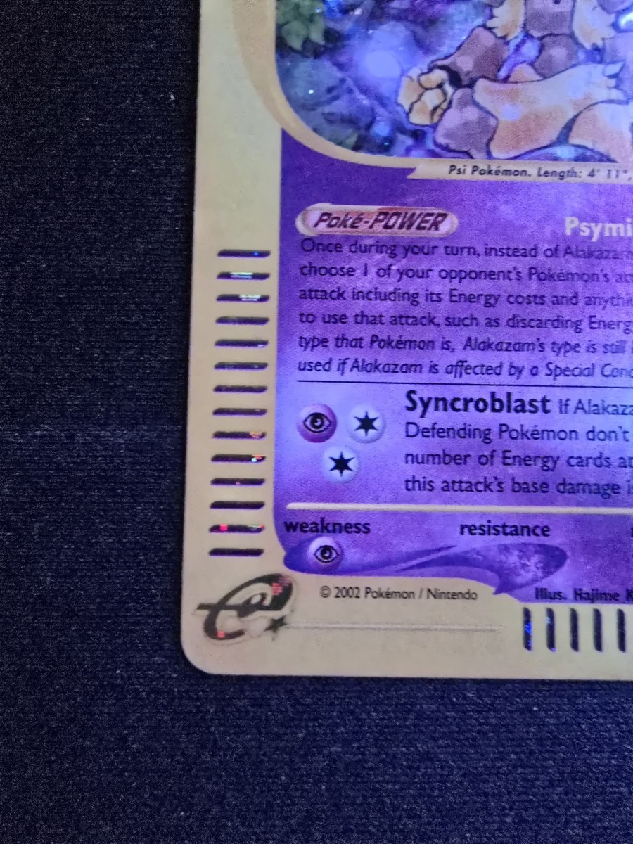 2002 alakazam pokemon card Alakazam Holo 1/165 Expedition Base Set Pokemon Card 2002 EX/LP