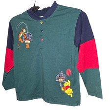 WINNIE THE POOH TIGGER Vintage 1998 Embroidered Basketball Button Green Shirt