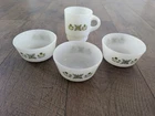 Anchor Hocking Fire King Ramekins (3) + Mug (1) Meadow Green Vintage 1968-76
