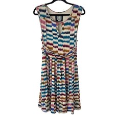 Maeve Anthropologie Sennebec Rainbow Dress Stretch Jersey Knit Women's M