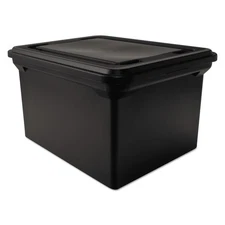 Advantus File Tote Storage Box w/Lid, Legal/Letter, Plastic, Black