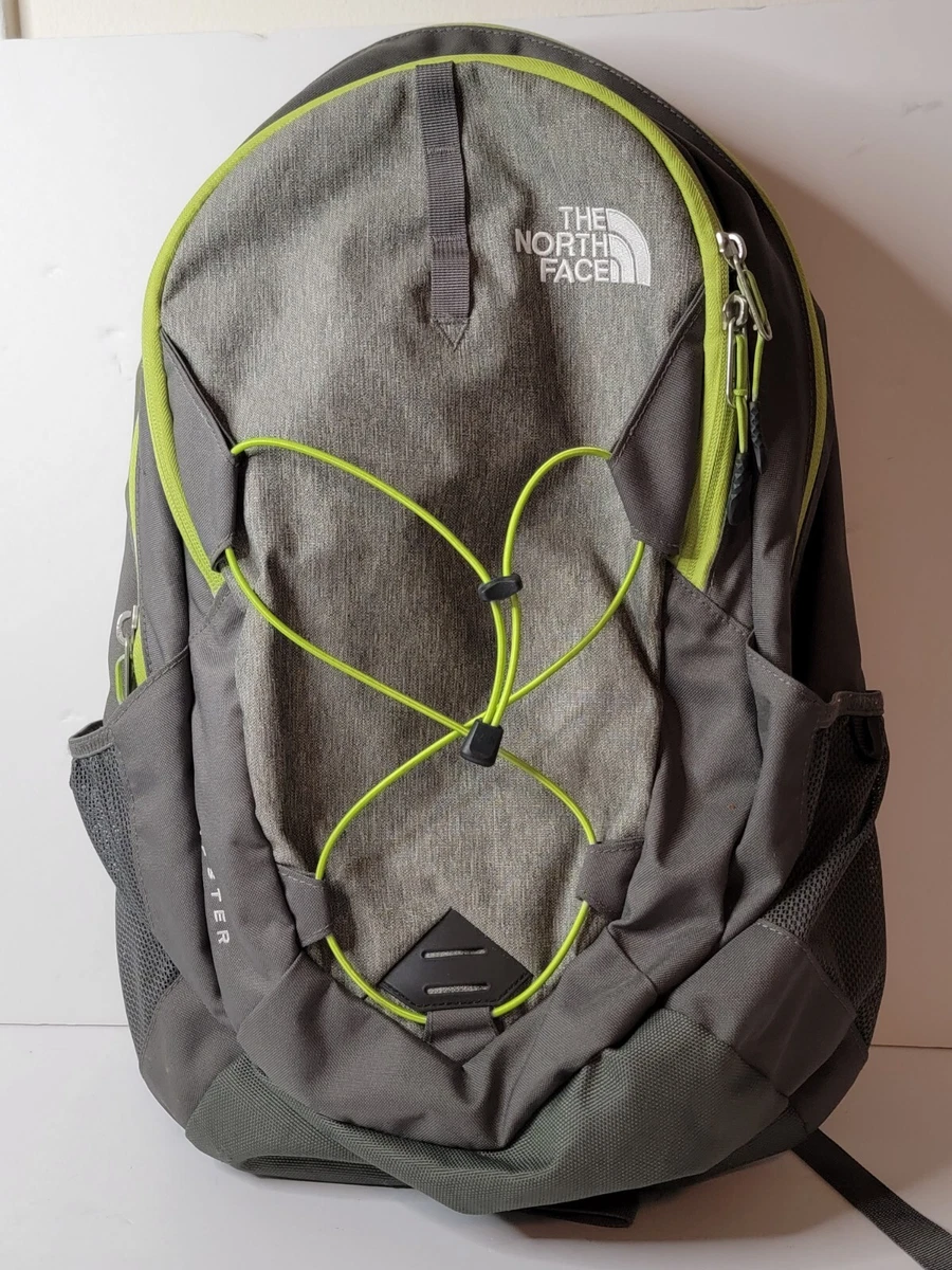 The North Face Jester Laptop Grey neon green Backpack book bag flex vent EEEUC