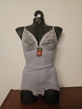 FABER Corsetto/Body Coppe In Pizzo Trasparente, Colore Grigio Perla Mis. 3^ o 4^