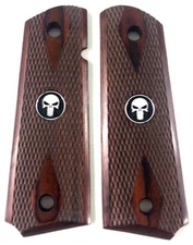  1911 GRIPS for Colt Rock Island & Clones BLK Punisher Rosewood Double Diamond 