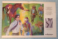 1986 Vintage 2 Page Print Ad Arrow Man Leroy Neiman Broadstreet Collection Art