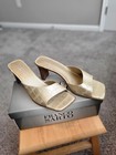 Franco Sarto Due Gold Crocco 3-1/4” Open Toe Heeled Sandals (Size 9M) — photo 1