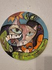 Cat Abstract Painting 16inch Round Canvas Acrylic Painting Very FunSorry  — photo 2