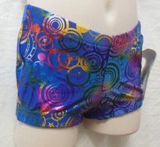 Foiled Nylon spandex Booty shorts Girls szs Gripper Elastic Leg Acro GYM 94086