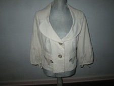 Anthropologie Elevenses Ivory Velveteen Blazer Jacket W/ Embroidered Bird~8 *nwt