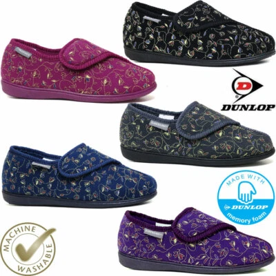 LADIES DIABETIC ORTHOPAEDIC EASY CLOSE WIDE FIT MACHINE WASHABLE SLIPPERS SHOES