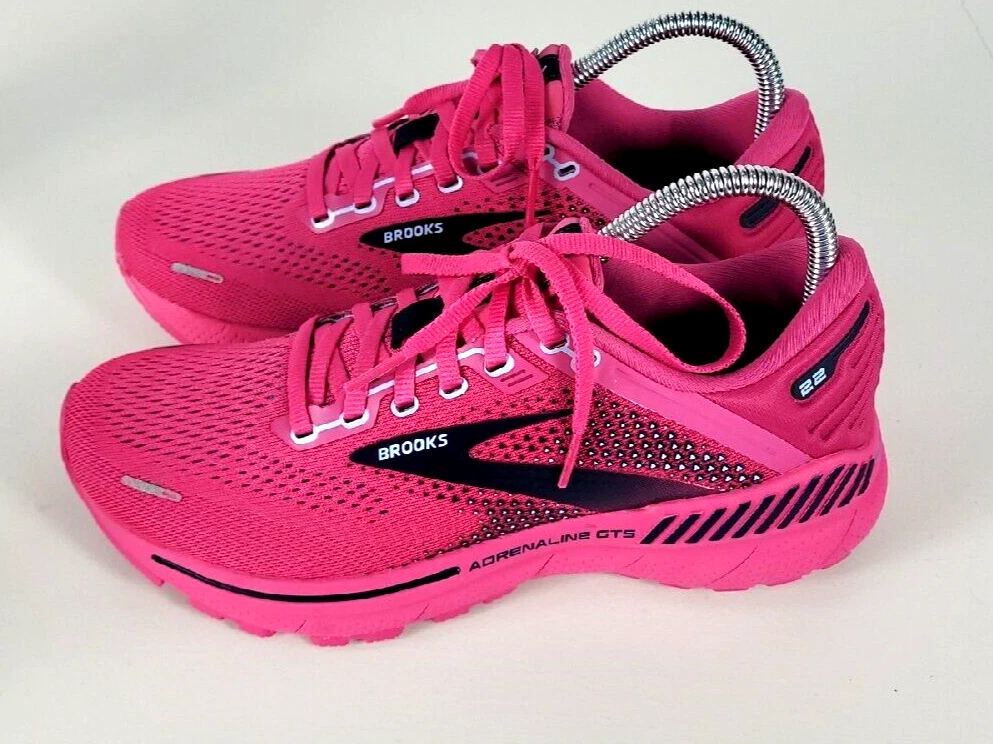 Brooks Womens ADRENALINE GTS 22 Hot Pink Black Running Sneakers Sz 7.5B